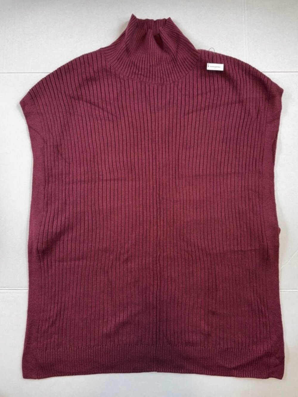 Banana Republic Women's M/L Sweater Ribbed Long Tunic Poncho Burgundy Maroon NWT